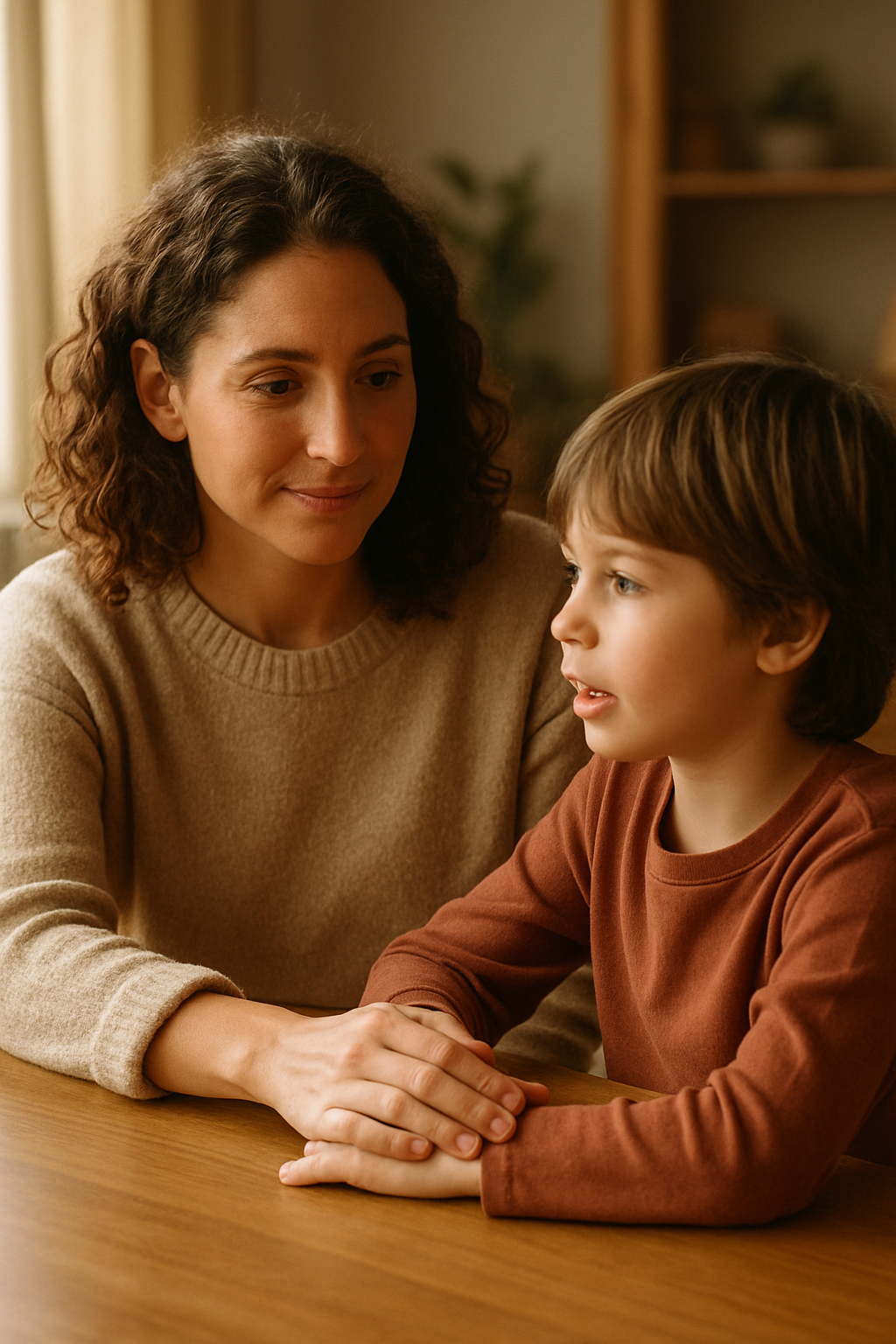 Parent is listening to her child